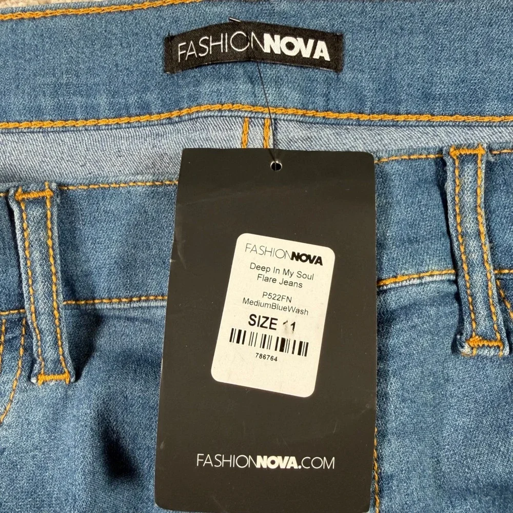 Fashion Nova Flare Jeans Womens 11‎ (28x34) Blue Deep In My Soul High Waisted